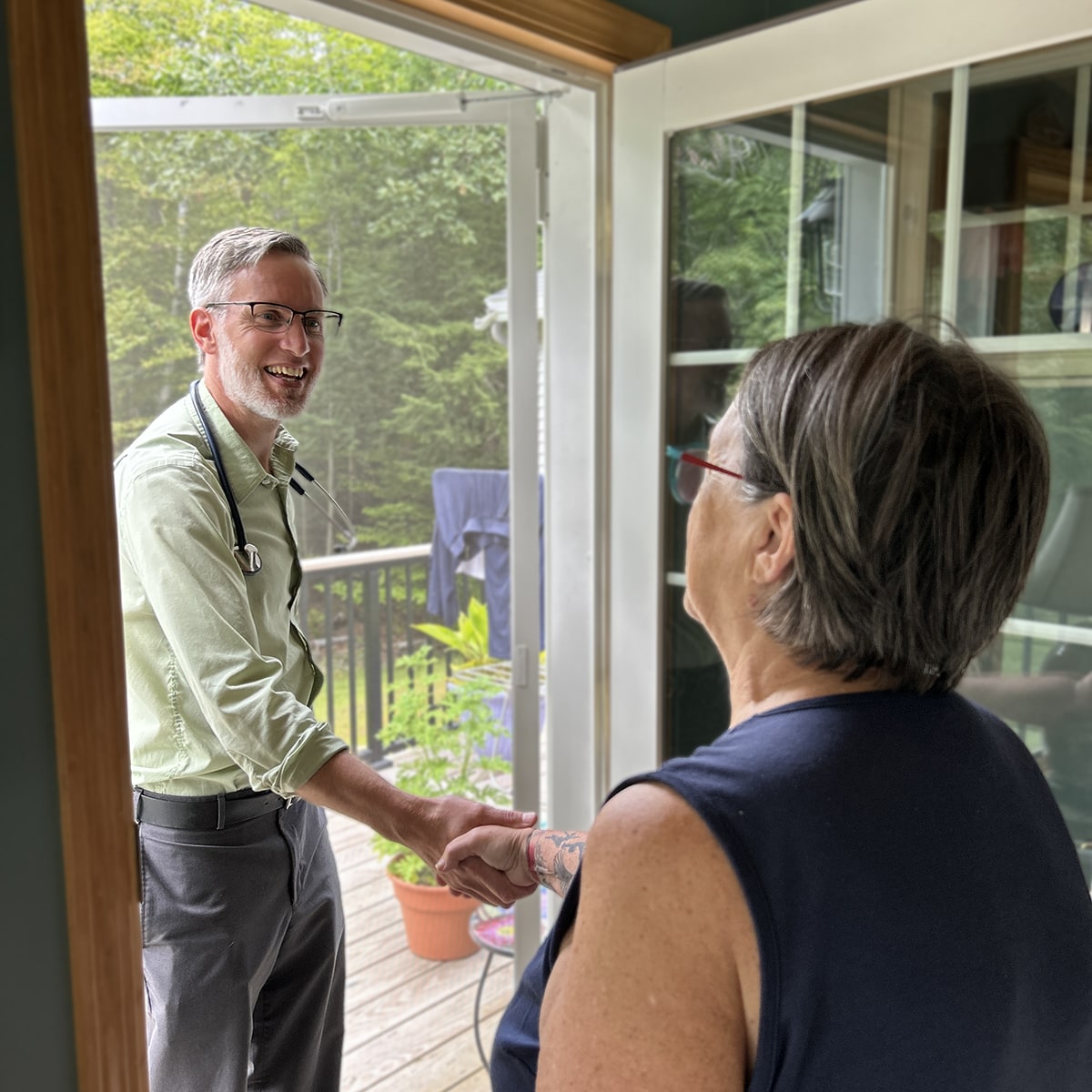 Meeting in the doorway